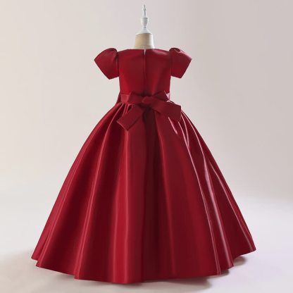 Satin  Rosette Cap Sleeve Maxi Dresses - image 25