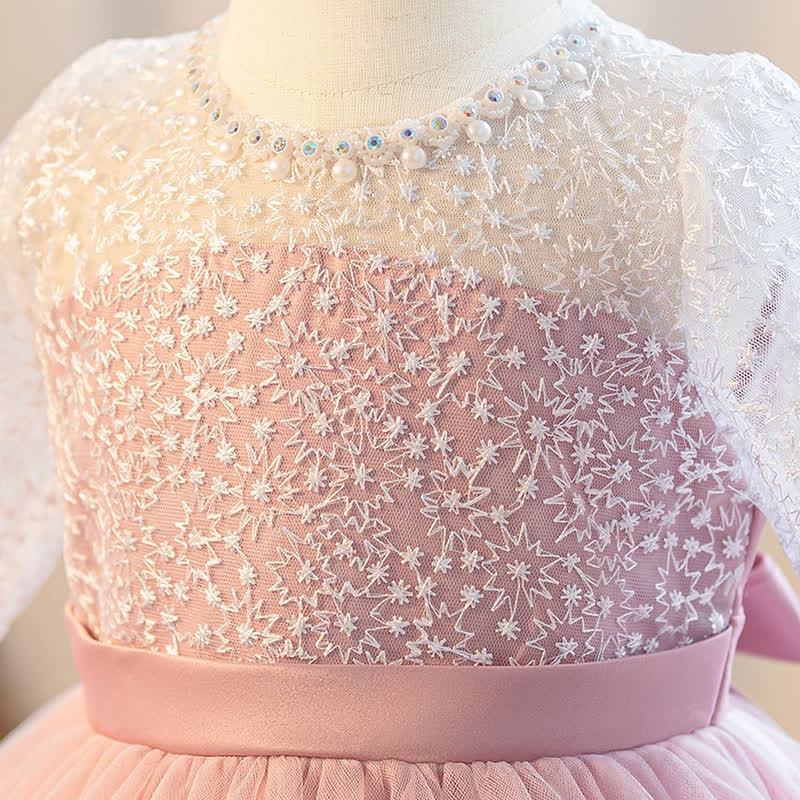 Embroidery Mesh Piping Long Sleeve Midi Dresses - image 16