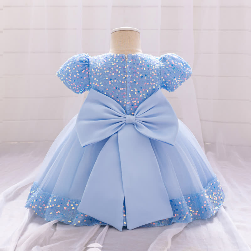 Sequins & Mesh Bow Sequins Short Sleeve Mid-long Dresses - image 59