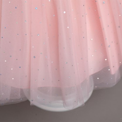 Mesh Lace Glitter Short Sleeve Mid-long Dresses - image 8