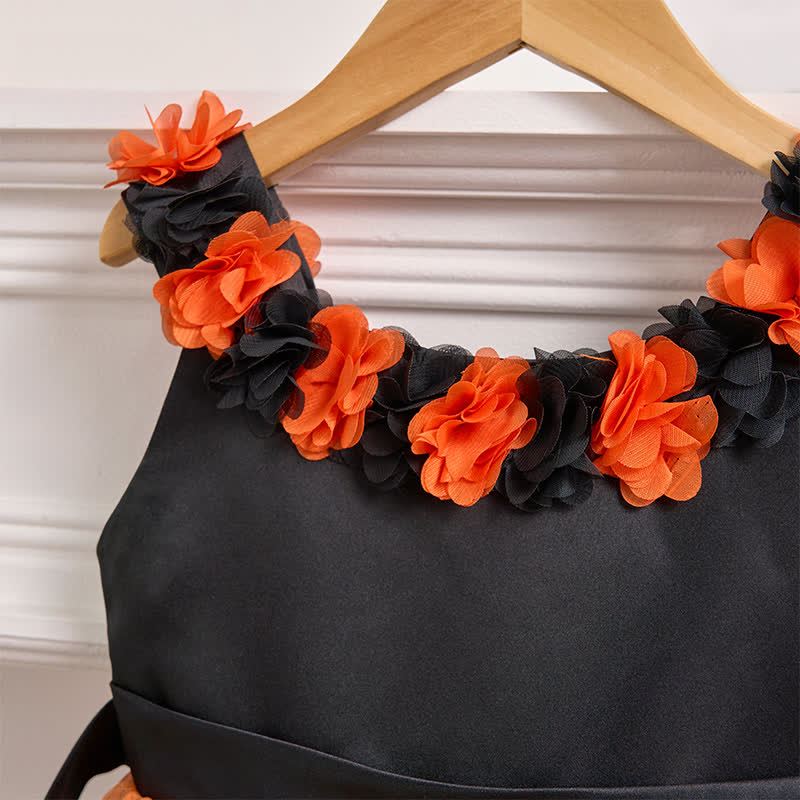 Satin & Mesh Rosette Sleeveless Mid-long Dresses - image 17