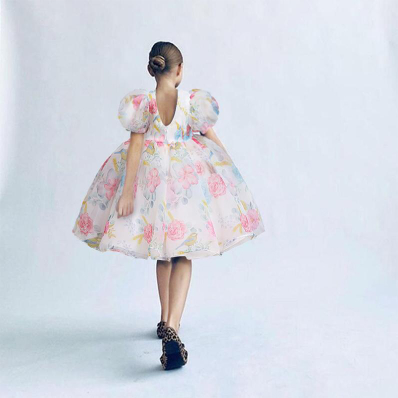 Organza Bow Printing Short Sleeve Midi Dresses - image 8