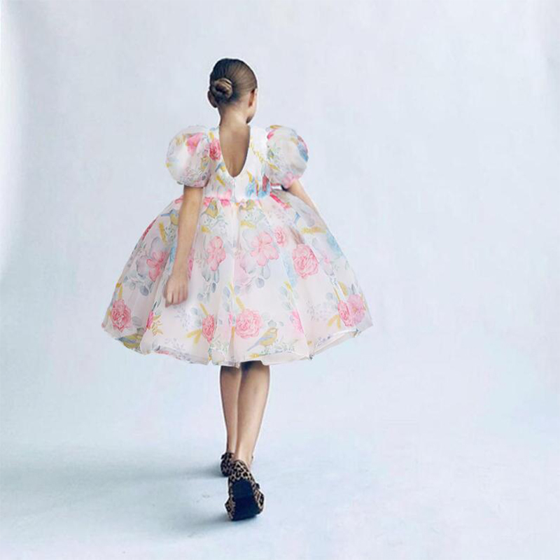 Organza Bow Printing Short Sleeve Midi Dresses - image 8