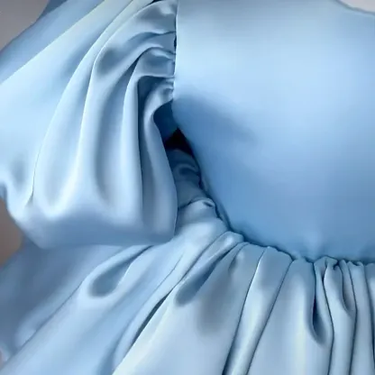 Satin Bow Short Sleeve Midi Dresses - image 9