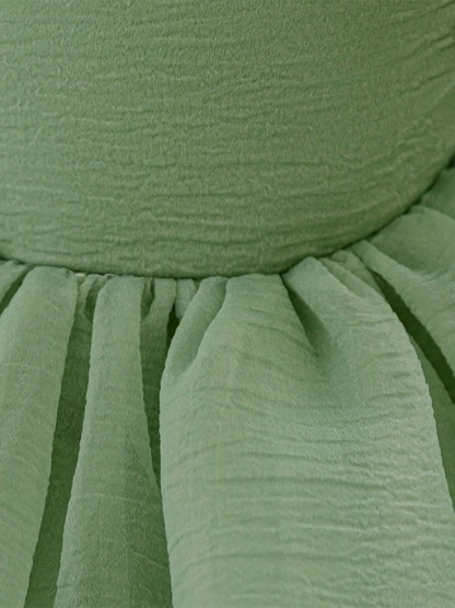 Organza Cotton-Blend Bow Ruched Short Sleeve Regular Dresses - image 21