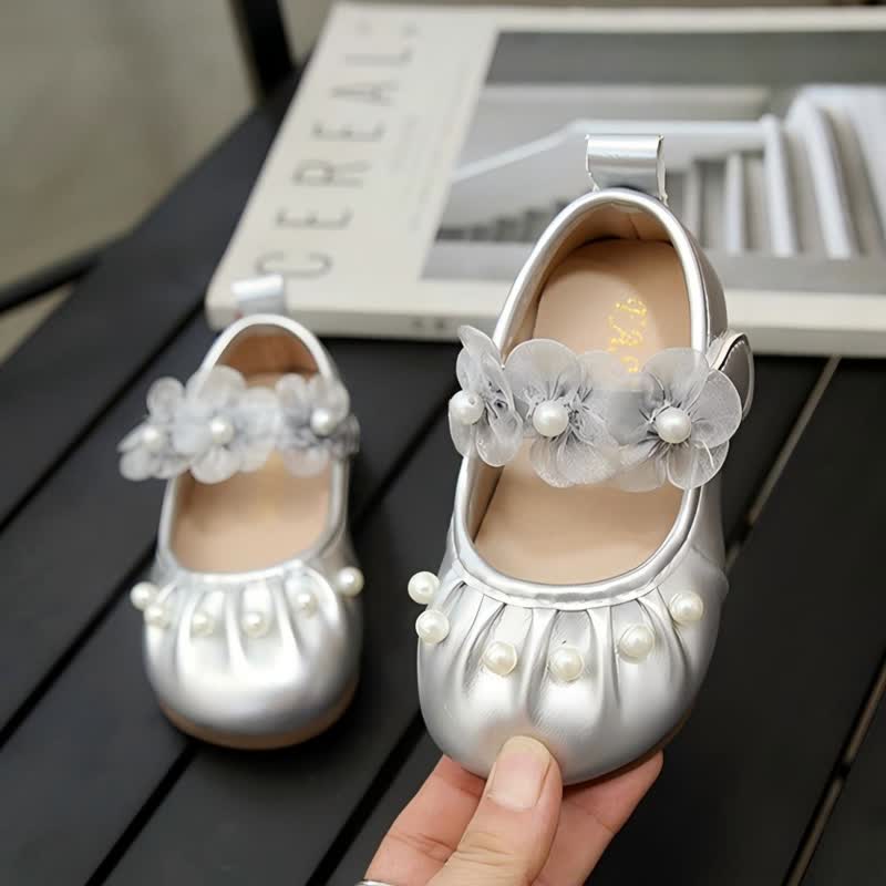 Solid Rosette Round Toe Mary Janes - Silver - 26码 - image 8