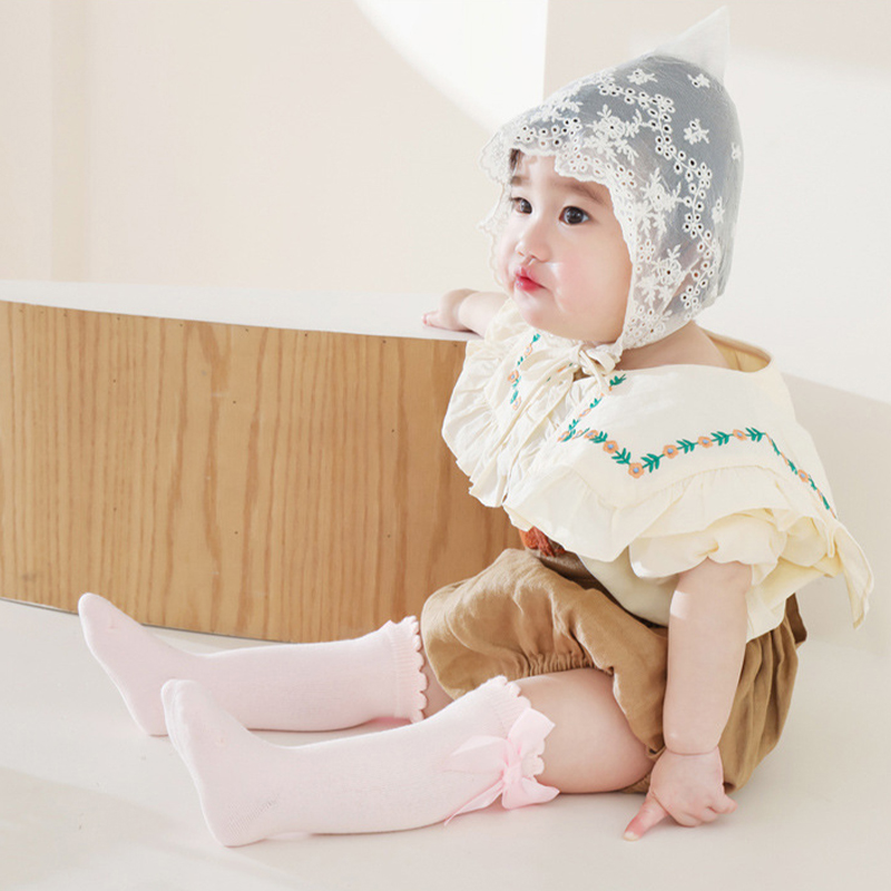 100% Cotton Solid With Bow Socks - image 13