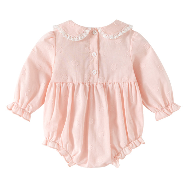 [Archive Sale] Cotton Lace Edge Floral-embroidered Long Sleeve Regular Bodysuit - image 5