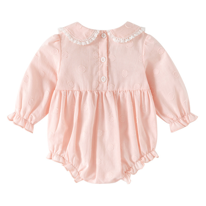 [Archive Sale] Cotton Lace Edge Floral-embroidered Long Sleeve Regular Bodysuit - image 5