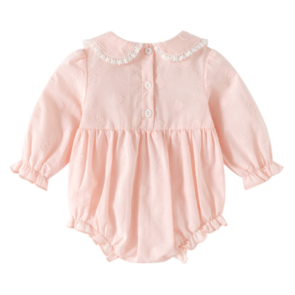 [Archive Sale] Cotton Lace Edge Floral-embroidered Long Sleeve Regular Bodysuit - image 5