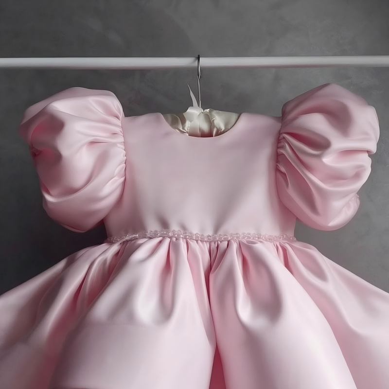 Satin Bow Short Sleeve Short Dresses - image 3