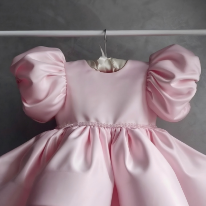 Satin Bow Short Sleeve Short Dresses - image 3