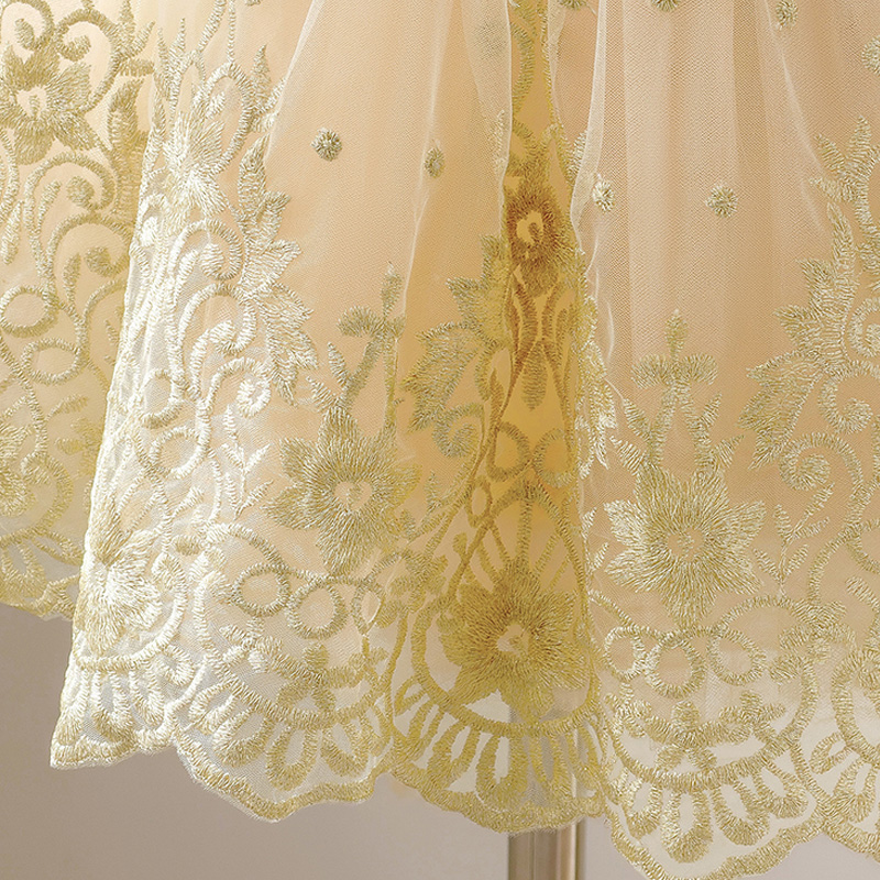 Satin & Embroidery Mesh Bow Embroidery Sleeveless Midi Dresses - image 5