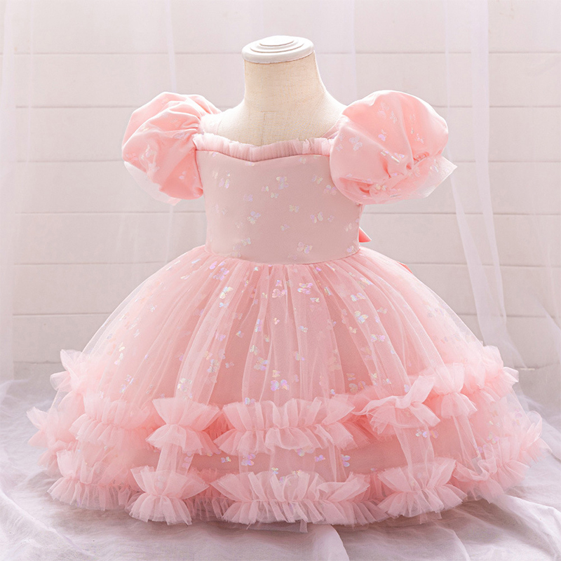 Mesh Bow Short Sleeve Midi Dresses - image 30