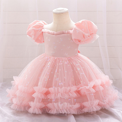 Mesh Bow Short Sleeve Midi Dresses - image 30