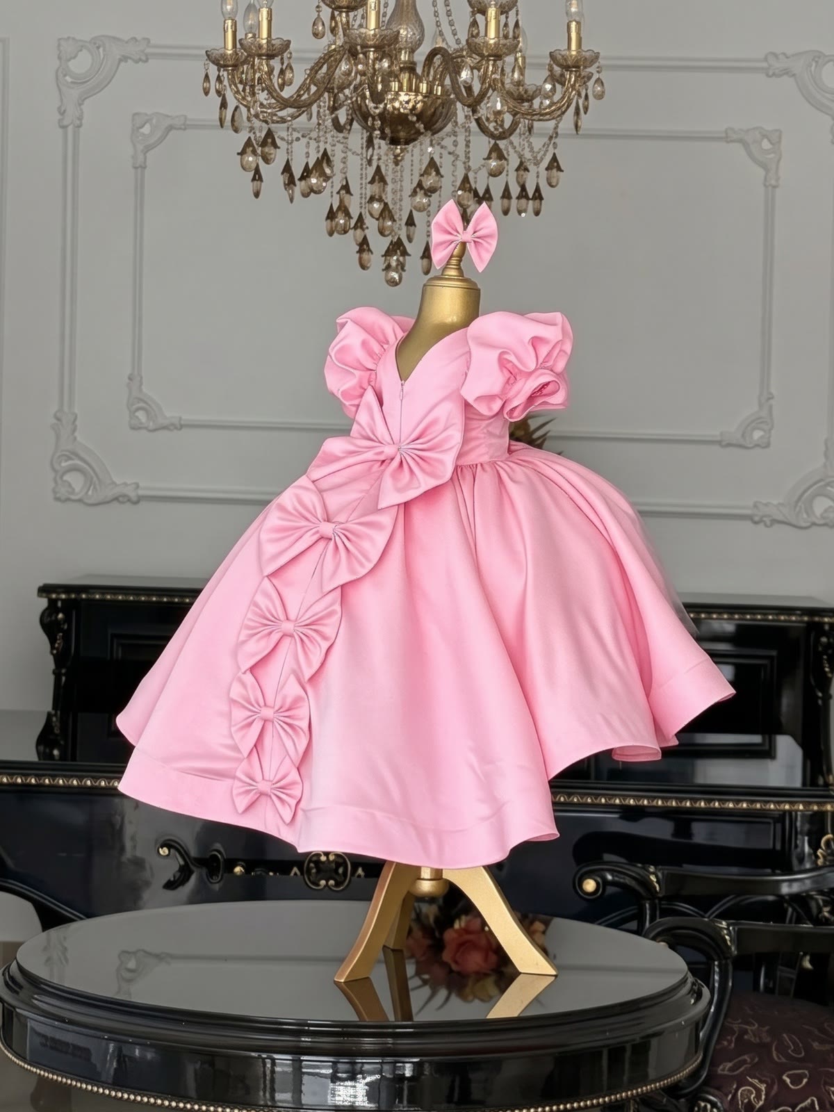 Satin Bow Sleeveless Short Dresses - image 7