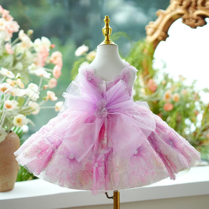 Mesh Bow Imitation Pearls Gallus Mid-long Dresses - image 4