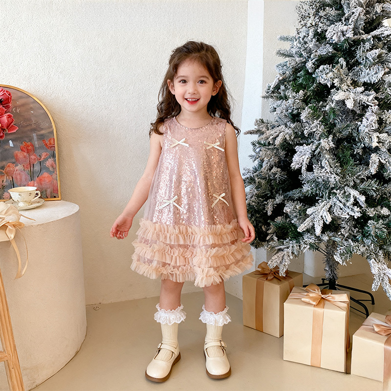 [Archive Sale] Sequins Bow Folds Sequins Sleeveless Mid-long Dresses - image 5