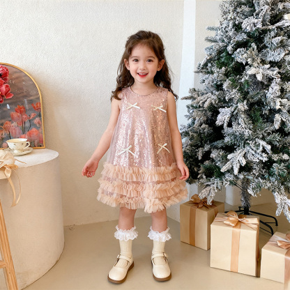 [Archive Sale] Sequins Bow Folds Sequins Sleeveless Mid-long Dresses - image 5