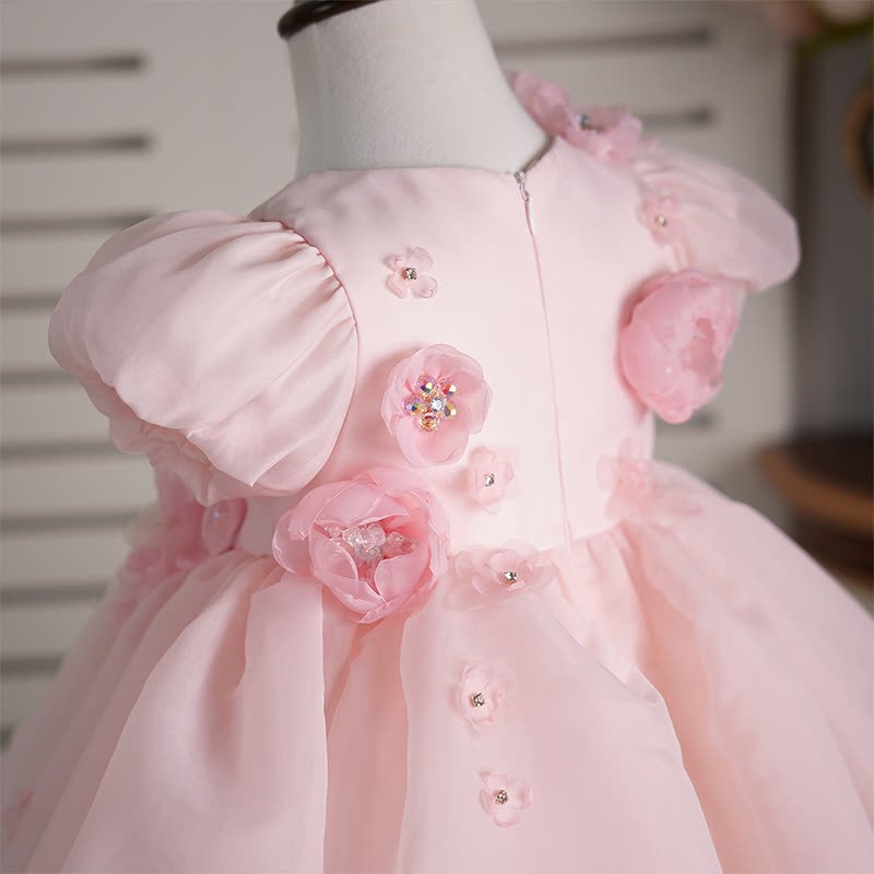 Organza Rosette Short Sleeve Mid-long Dresses - image 6