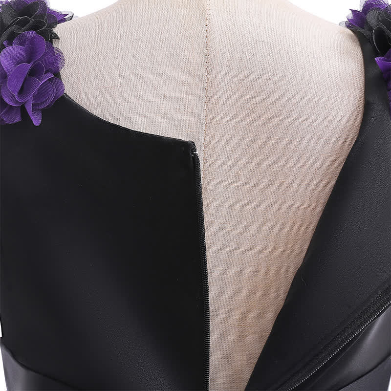 Satin & Mesh Rosette Sleeveless Mid-long Dresses - image 35