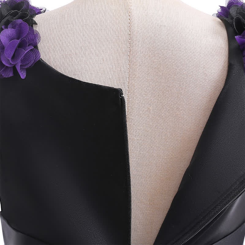 Satin & Mesh Rosette Sleeveless Mid-long Dresses - image 35