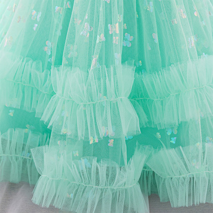 Mesh Bow Short Sleeve Midi Dresses - image 21