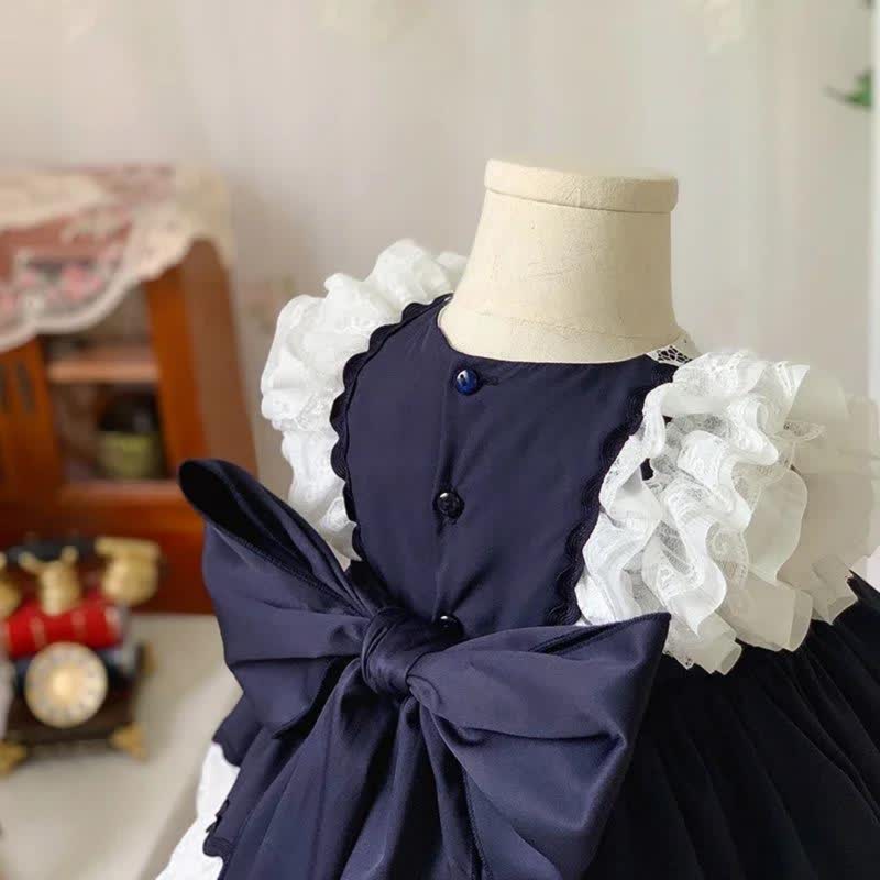 Cotton & Lace Lace Edge  Lace Cap Sleeve Short Dresses - image 8