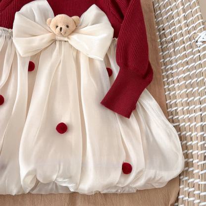 Knitting&organza Split Joint Long Sleeve Midi Dresses - image 8