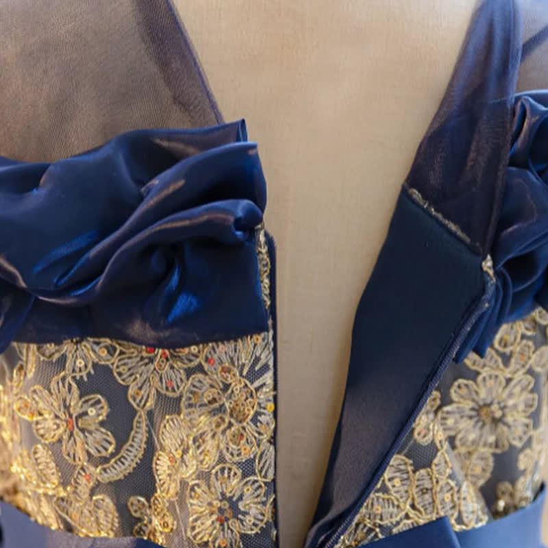 Mesh Bow Ruched Short Sleeve Maxi Dresses - image 5