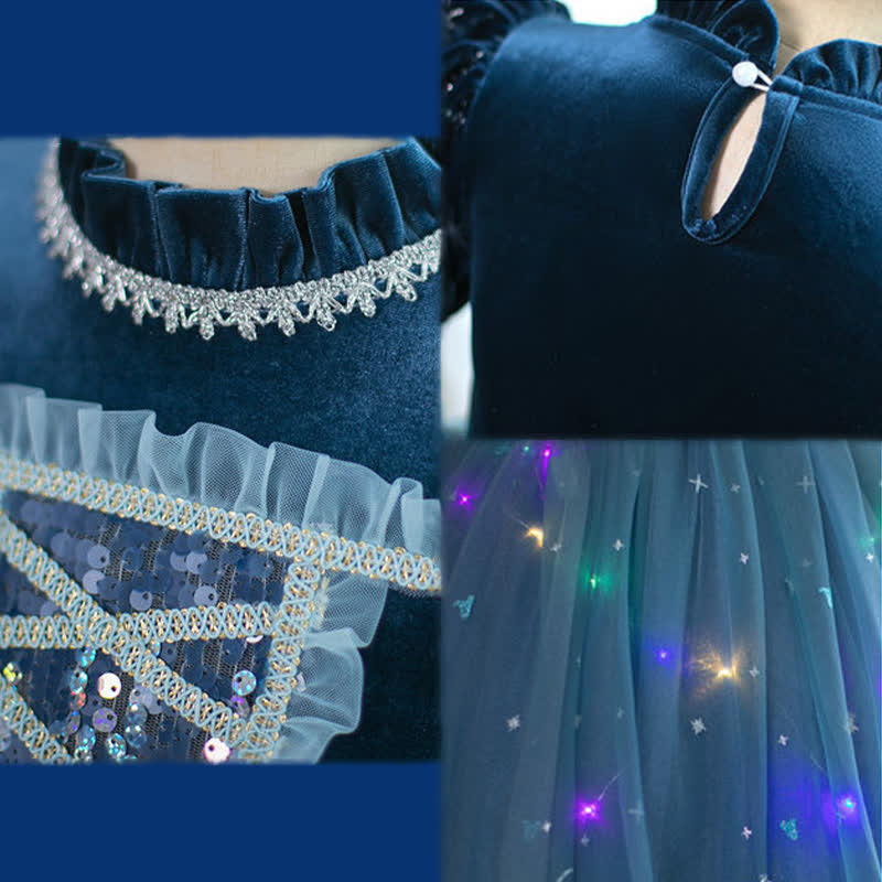 [Archive Sale] Velvet & Mesh Long Sleeve Mid-long Dresses - image 8