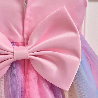 [Archive Sale] Mesh Butterfly Rainbow Butterfly Feather-trimmed Rosette Sleeveless Mid-long Dresses - image 7