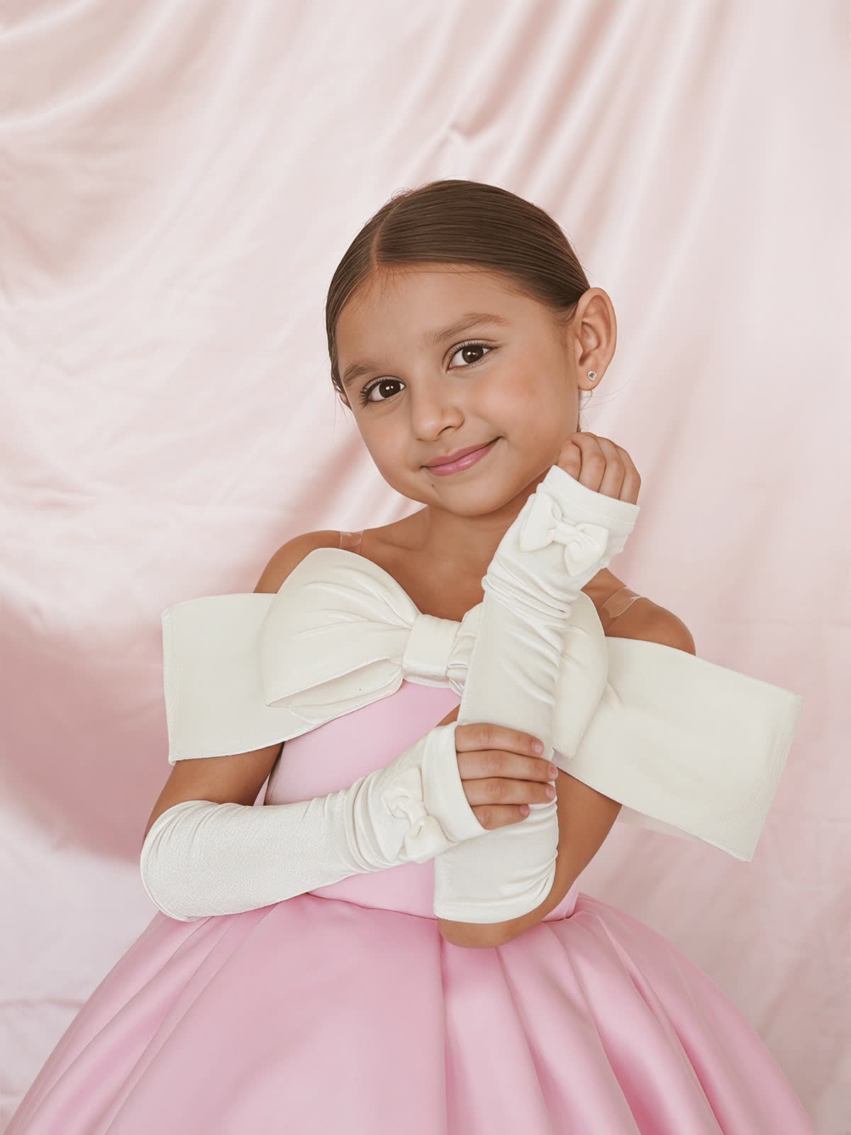 Satin Bow With Gloves  Dresses - image 6