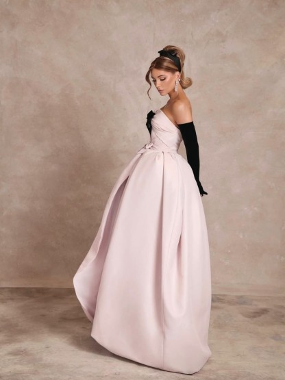 Women Satin Bow Sleeveless Maxi Dresses Without Gloves - image 3