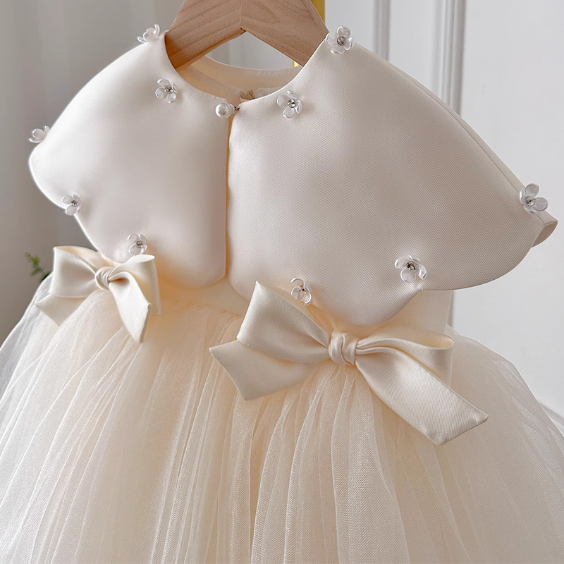 Satin Folds Bow Imitation Pearls Sleeveless Regular Dresses - image 15