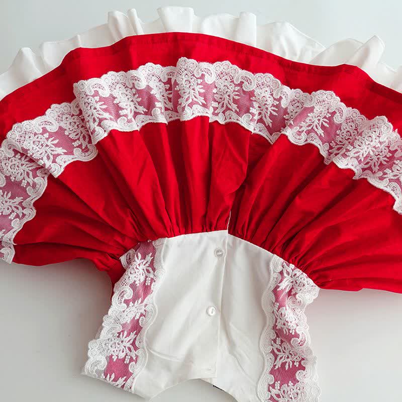 100% Cotton Stitching Lace Sleeveless Short Two-piece Set - image 12