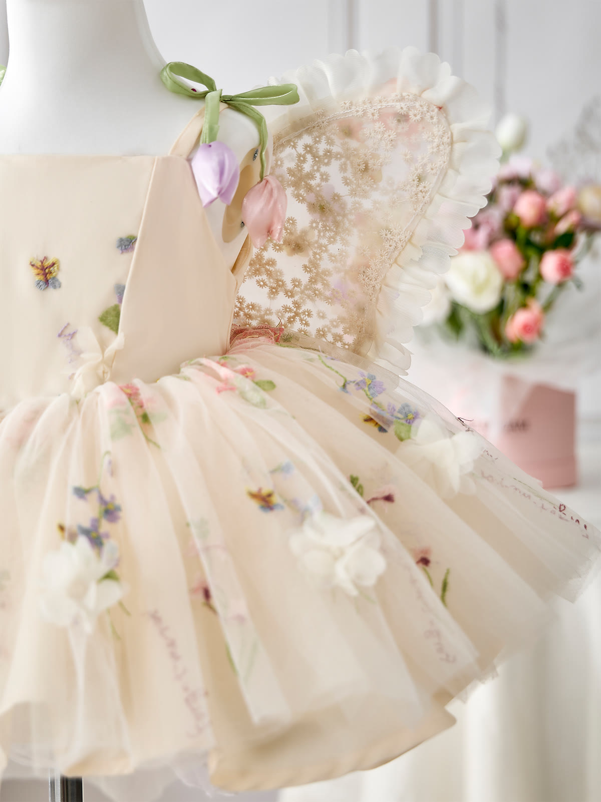 Mesh Rosette Sleeveless Midi Dresses With Hat And Wing - image 8