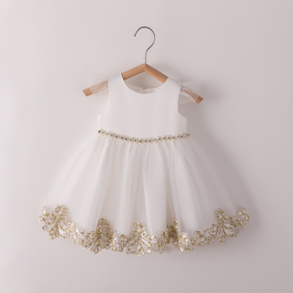 Mesh Lace Edge Pearl Sleeveless Midi Dresses - image 5