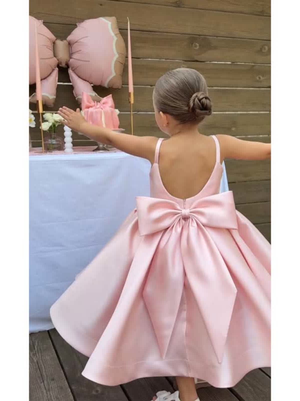 Satin Bow Sleeveless Mid-long Dresses - image 19