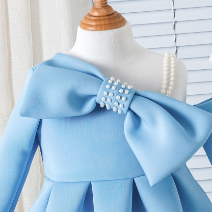 Scuba Knit Bow Long Sleeve Regular Dresses - image 15