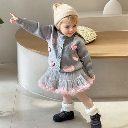 [Archive Sale] Knitting Embellished Long Sleeve Short Two-piece Set - image 3