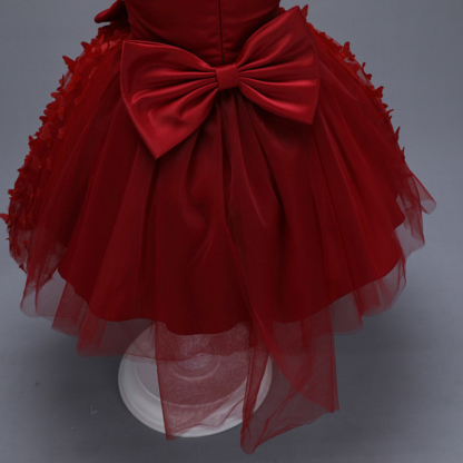 Mesh Bow Rosette Short Sleeve Mid-long Dresses - image 21