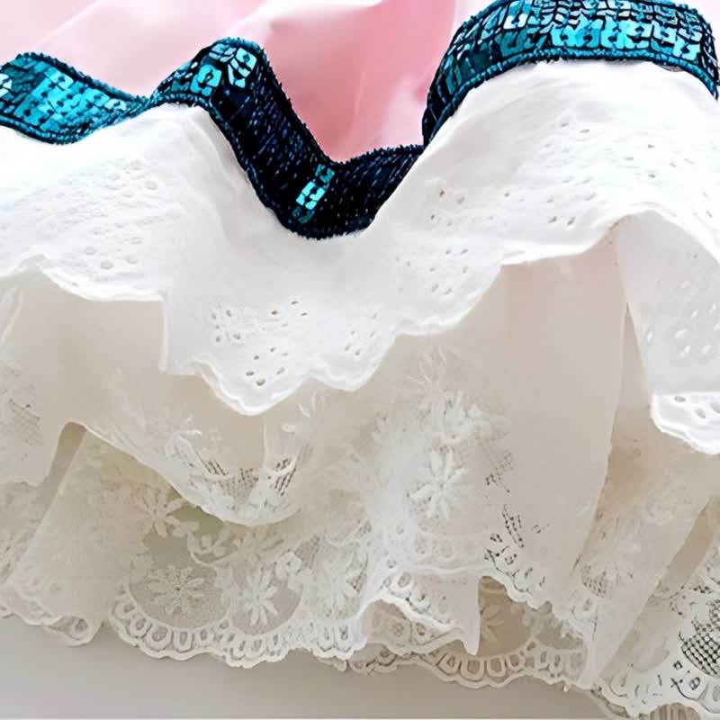 Lace Stitching Lace Short Sleeve Midi Dresses - image 14