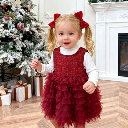 Tweed Folds Bow Long Sleeve Regular Dresses&two-piece Set - image 12