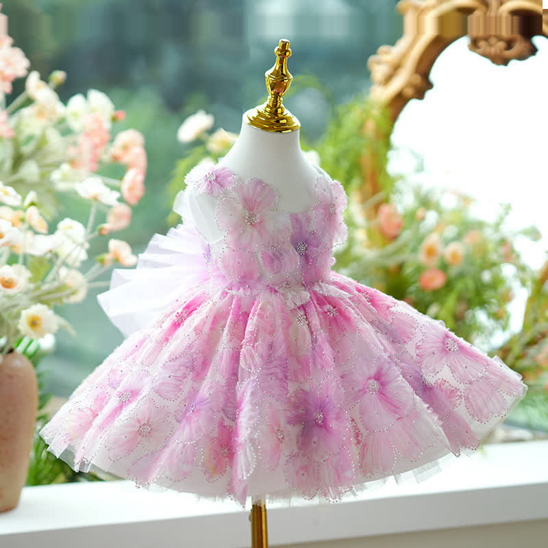 Mesh Bow Imitation Pearls Gallus Mid-long Dresses - image 3