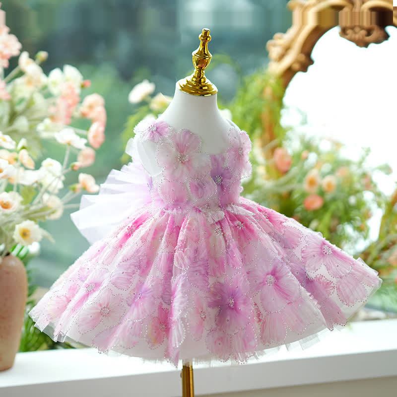 Mesh Bow Imitation Pearls Gallus Mid-long Dresses - image 3