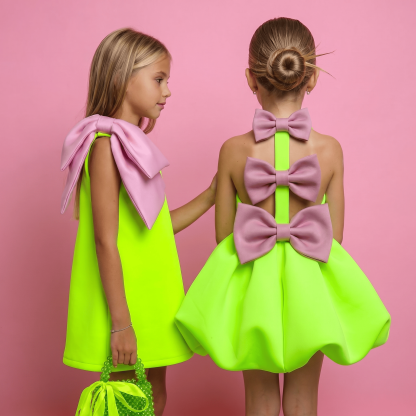 SCUBA KNIT Bow Sleeveless Short Dresses - image 9