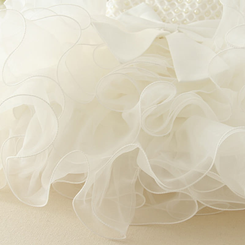 Mesh Folds Bow Sleeveless Midi Dresses - image 7