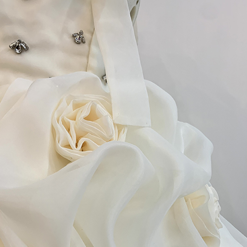 Organza Rosette Bow Rhinestone Sleeveless Short Dresses - image 14