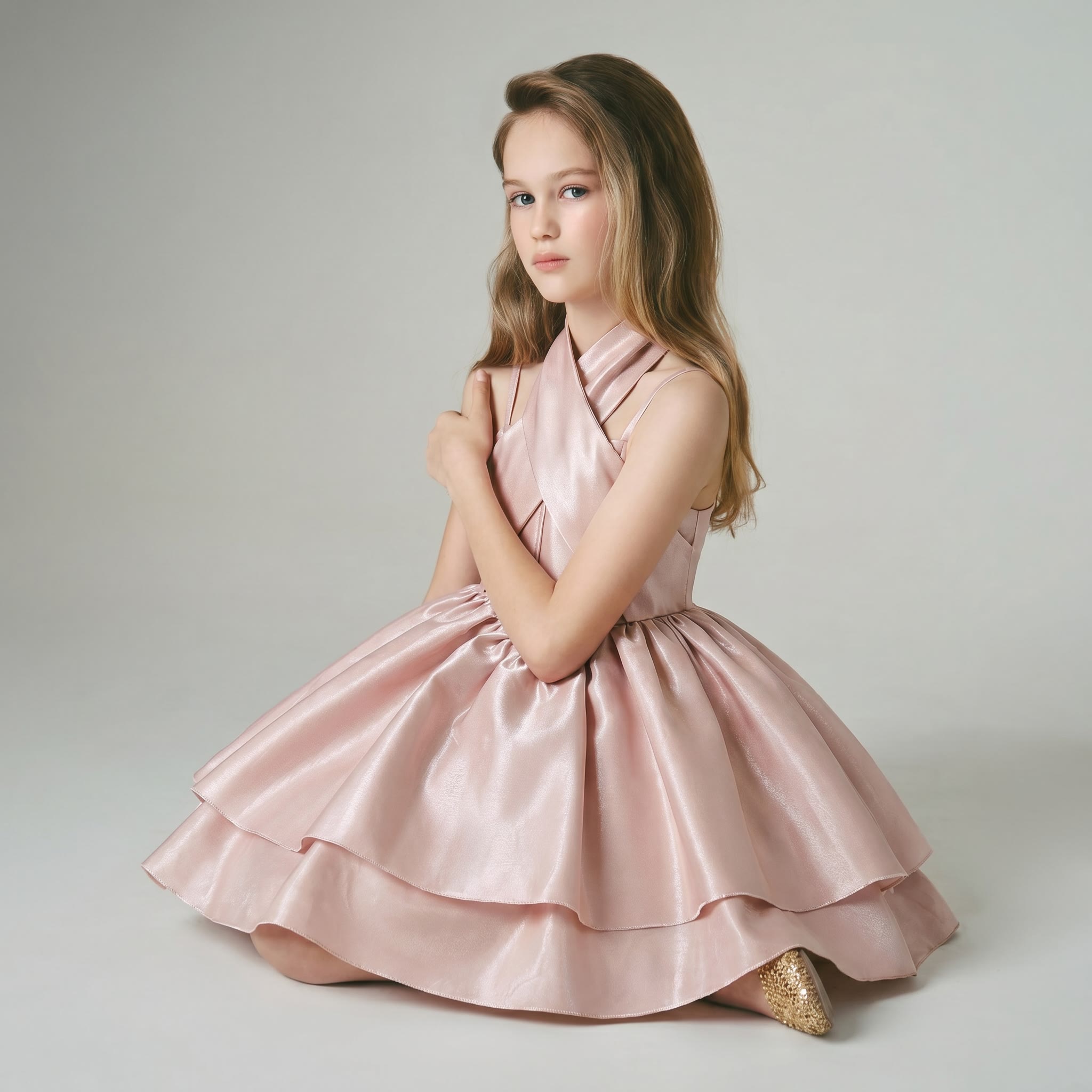 Satin Cross Sleeveless Midi Dresses - image 5